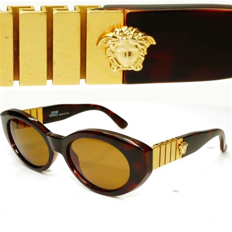 Gianni Versace 1996 Unisex Vintage Gold Medusa Sunglasses 